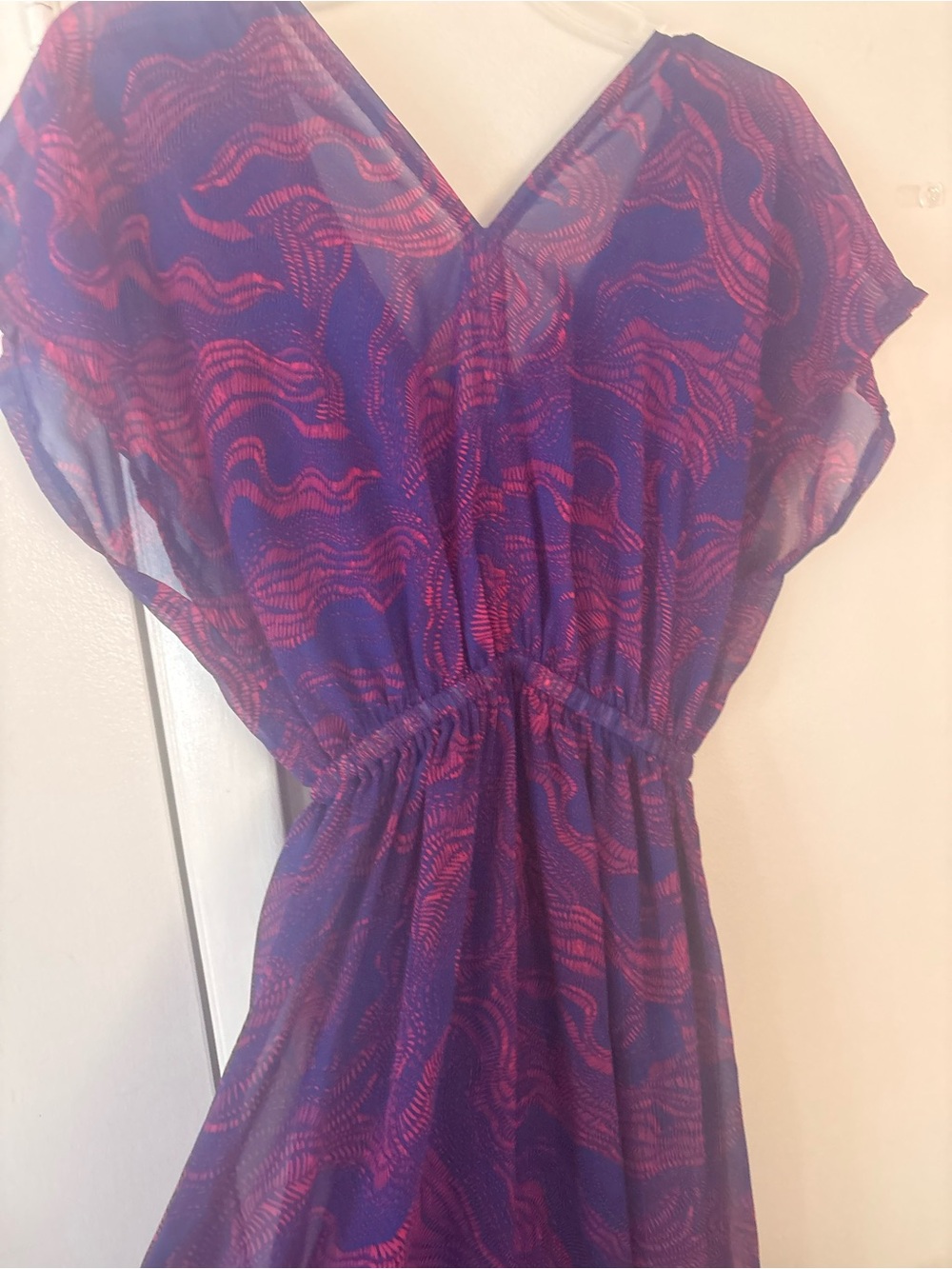 Mossimo Supply Co. Purple Dress with Pink Wave Pattern